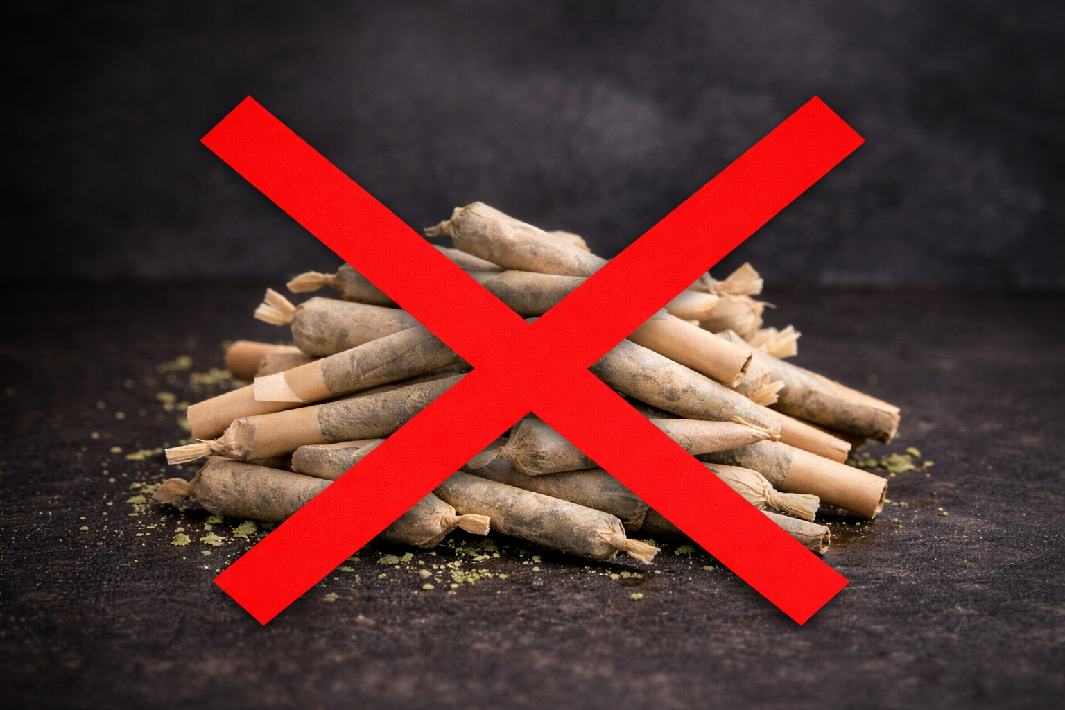 Pile of cannabis joints crossed out to show cleaner filtered smoking alternative