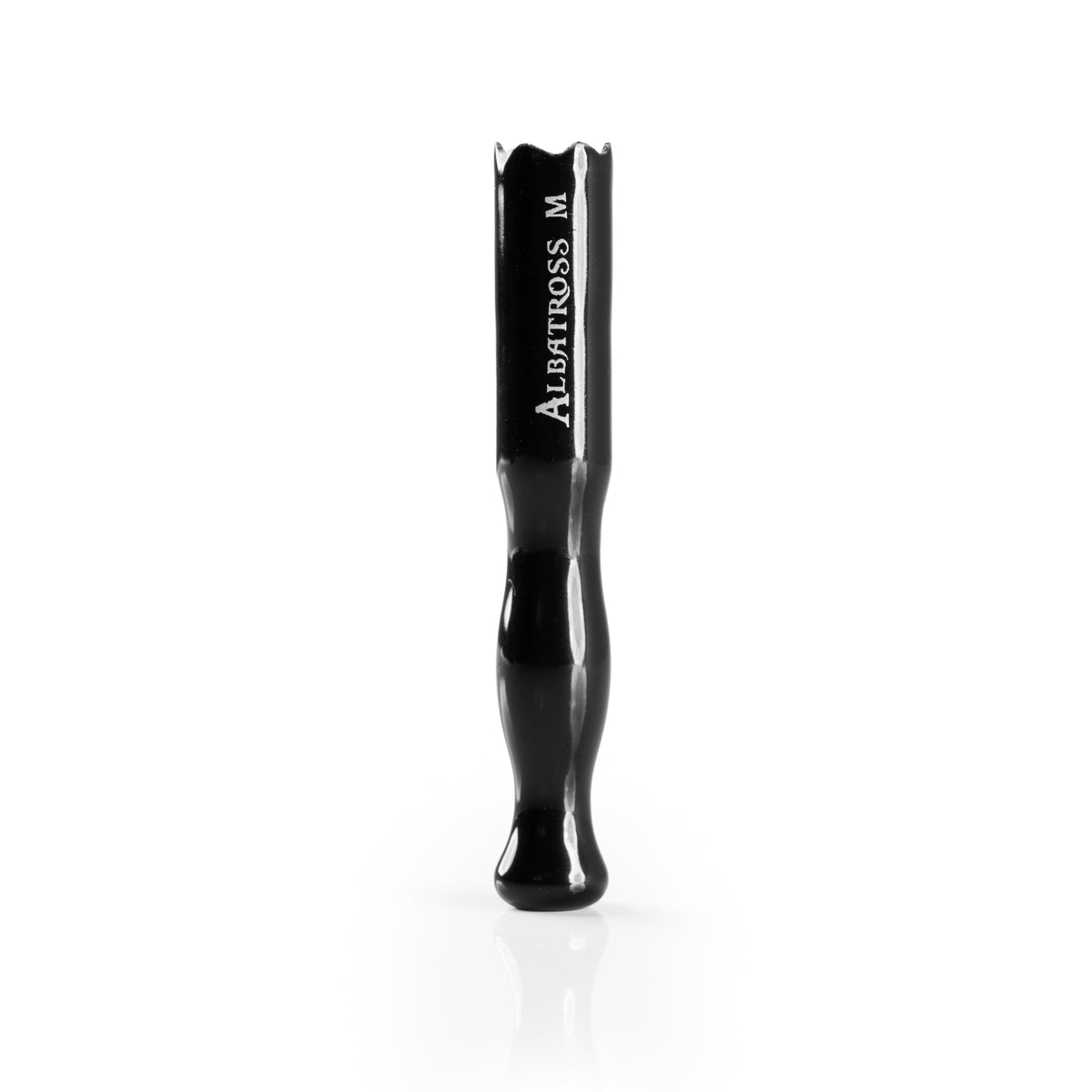 Compact black ceramic Albatross Mini pipe, front-facing product shot